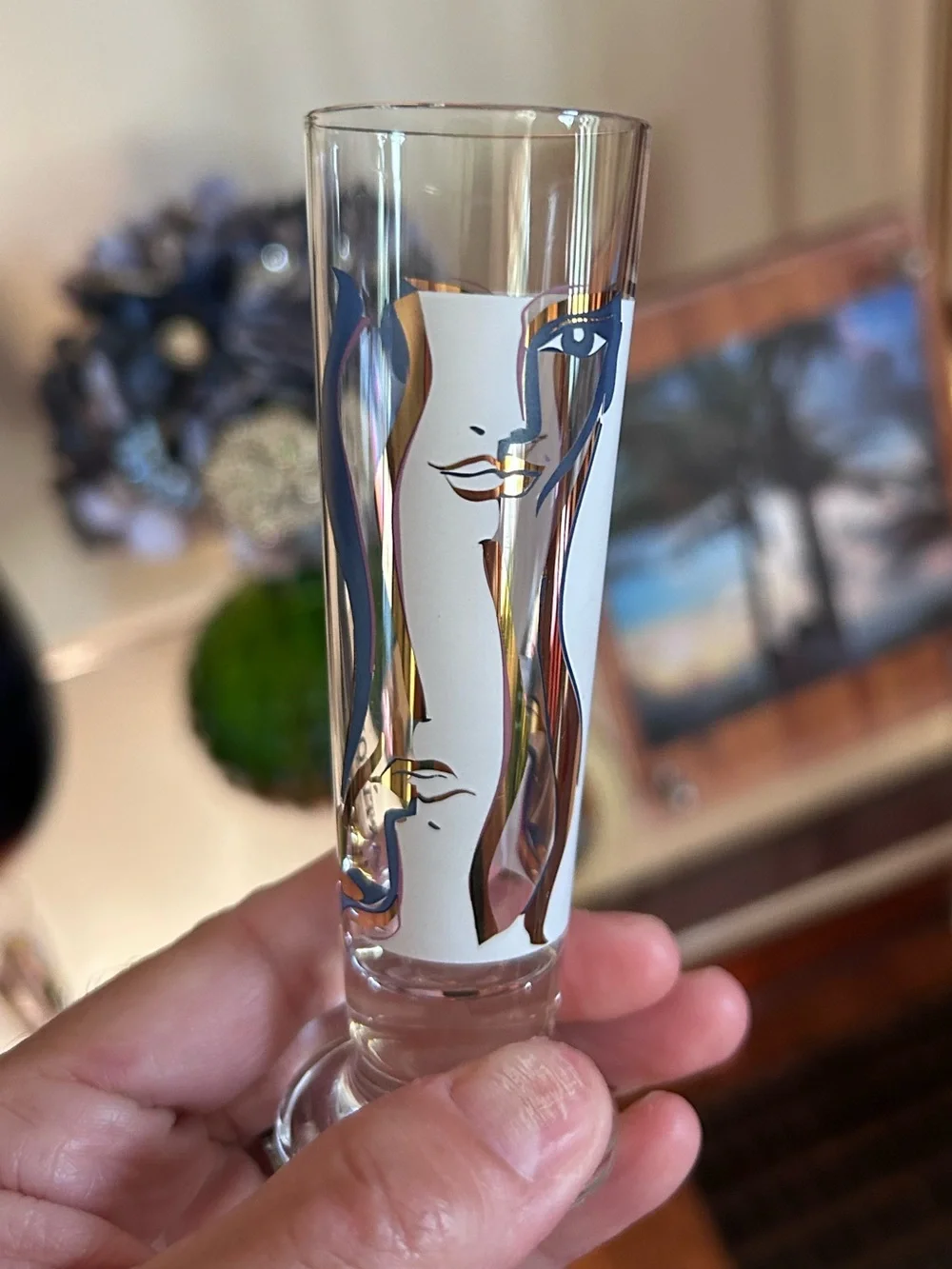 Vintage Rastal Artwork Collection “Liquid Lady” & “Peace” Footed Cordial Glasses